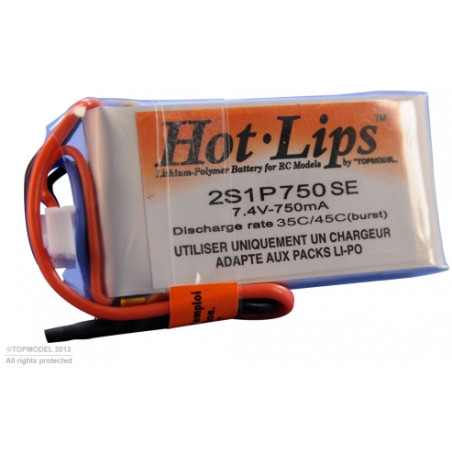 Batteries de propulsion avions RC - PACK LiPo HOT LIPS 7,4V 750mAh 2S1P XT60 - FLASH RC