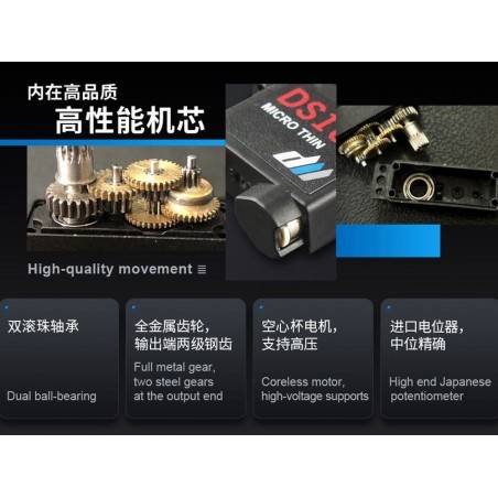 Servos - Dualsky DS169F Micro Servo Analógico (9g, 2.8kg/cm, 0.06s/60°) - RC FLASH
