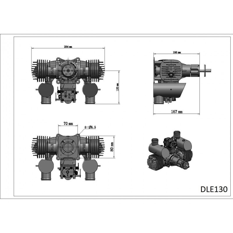 Motores de gasolina - Motor de gasolina de 2 tiempos DLE-130 - Motores Dle - FLASH RC