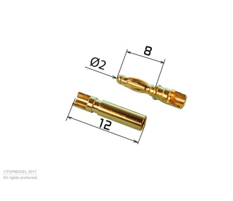 Toma GOLD 2/2.3/3/3.5/4/5/5.5/6/8 - Toma PK 2 mm CORTA 2 pares - FLASH RC