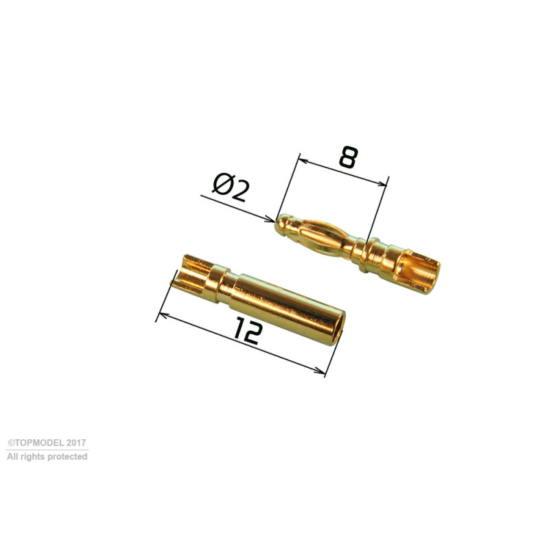 PRISE PK 2 mm COURTE 2 paires - FLASH RC