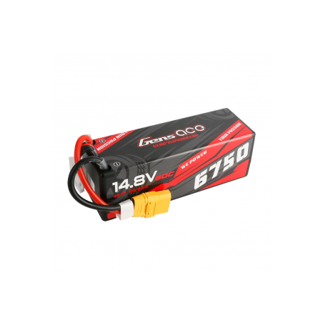 Batteries voitures et bateaux RC - Batterie Gens Ace, Lipo 4S 14.8V  6750mAh 70C hardcase Prise XT90 - FLASH RC