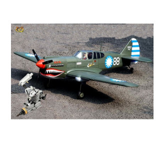 Flugzeug VQ Model P-40 Kitty Hawk 1.57m + Saito FA-62B 4-Takt-Methanol-Motor - FLASH RC