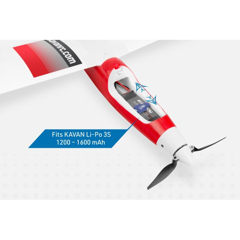 Motoaliante RC - KAVAN Falke Red 1800mm PNP Glider - FLASH RC