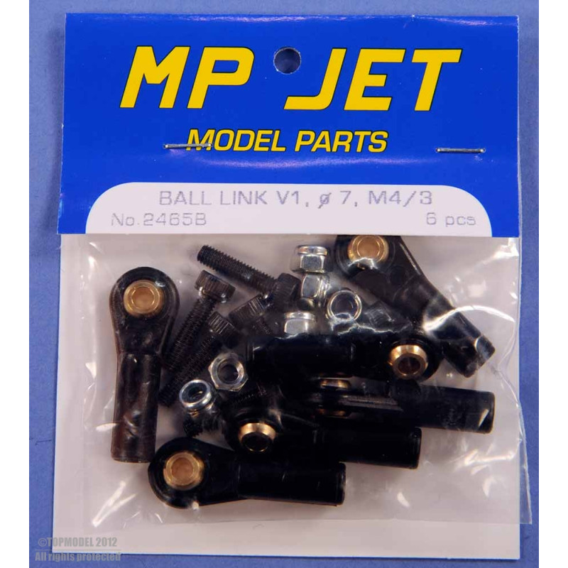 CHAPE A ROTULE V1, Ø7, M4/3  6pcs - FLASH RC