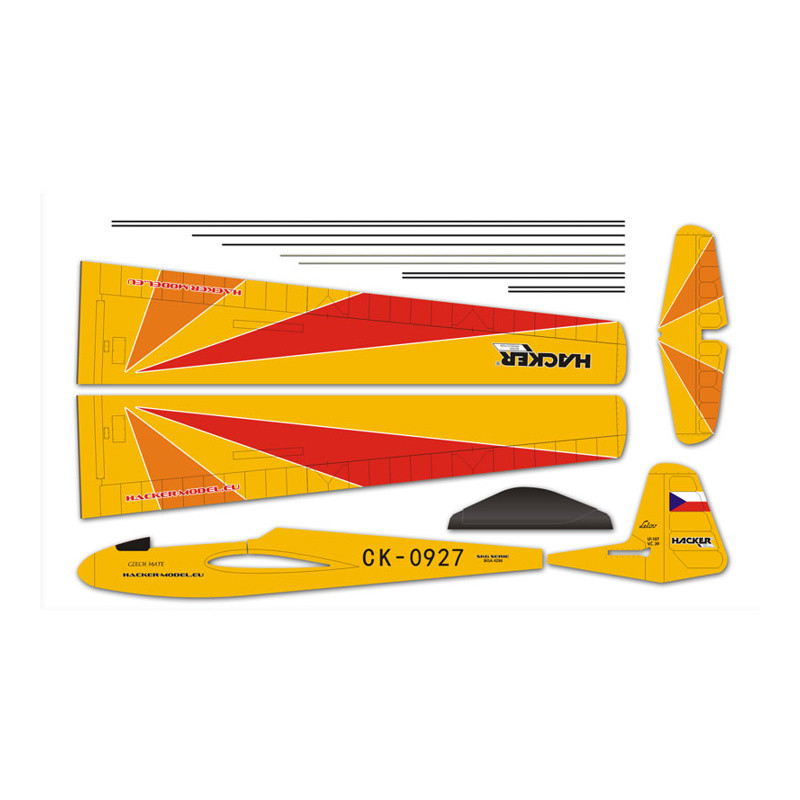 Avion Hacker Model Lunak orange env.2.00m ARF ailes/empennages recouverts - FLASH RC