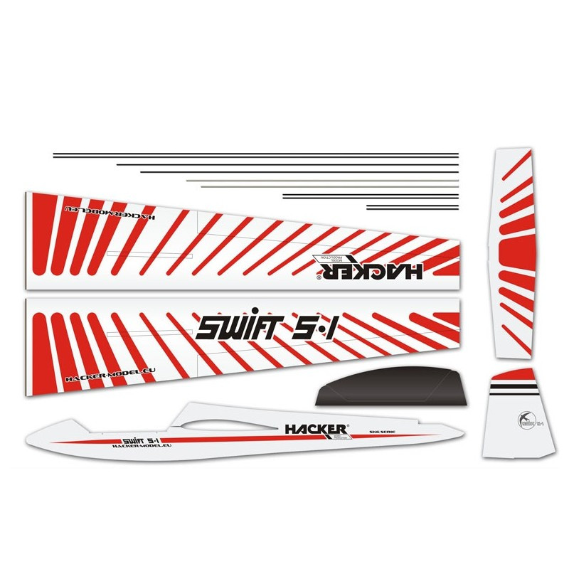 FLASH RC - Swift rojo aprox.2.00m ARF Hacker ModeL alas/patas cubiertas