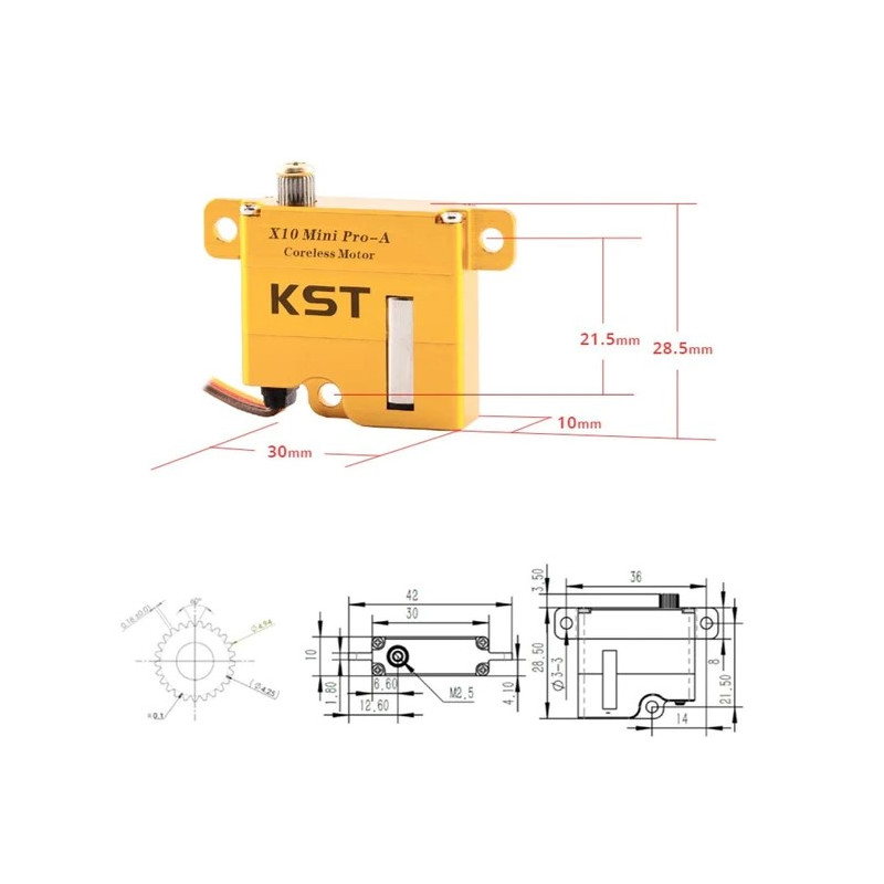 KST X10 MINI PRO-A wing servo ( 20g, 8kg.cm, 0,08/60°) - FLASH RC