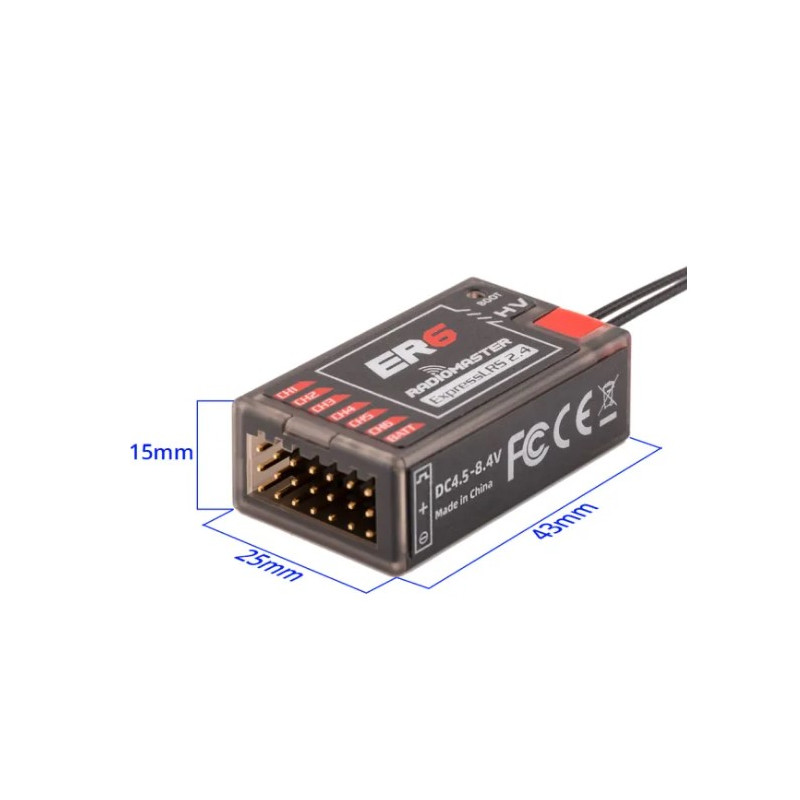 RADIOMASTER - RadioMaster ER6 Receptor de 6 canales 2,4 GHz PWM ExpressLRS - FLASH RC