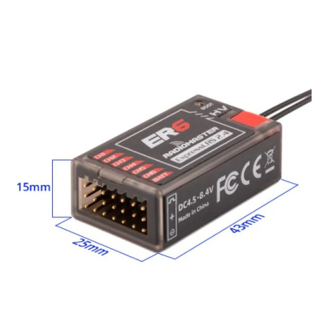 RADIOMASTER - RadioMaster ER6 ricevitore a 6 canali 2,4 GHz PWM ExpressLRS - FLASH RC