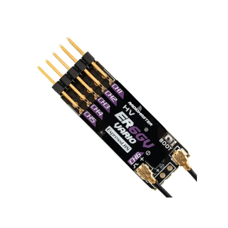 RadioMaster Récepteur 6 canaux ER6GV 2,4 GHz PWM ExpressLRS avec capteur Vario - FLASH RC