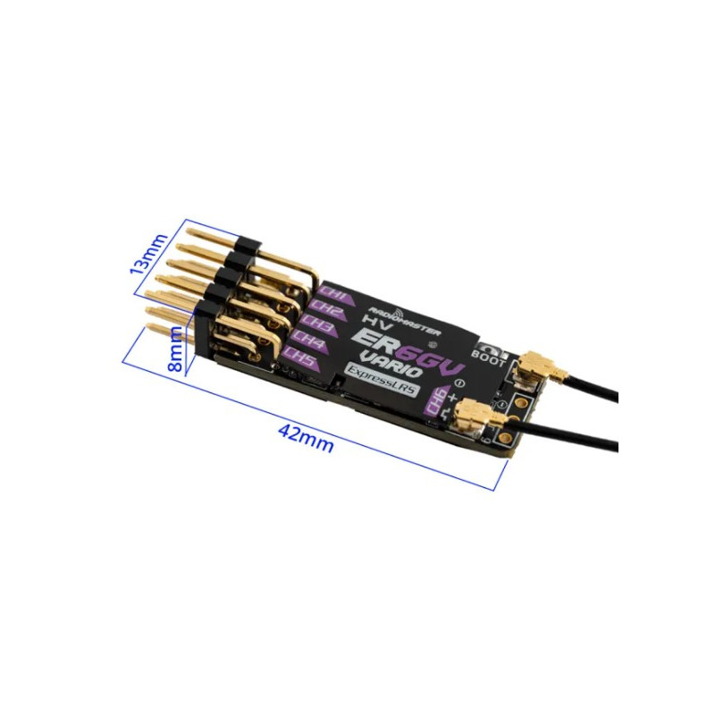 RADIOMASTER - Receptor RadioMaster ER6GV de 6 canales ExpressLRS PWM de 2,4 GHz con sensor Vario - FLASH RC