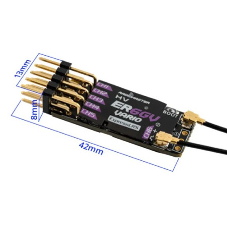 RADIOMASTER - Receptor RadioMaster ER6GV de 6 canales ExpressLRS PWM de 2,4 GHz con sensor Vario - FLASH RC