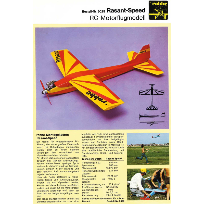Wooden kit plane to build Robbe Rasant 0,90m - 50 ans - Thermique version - FLASH RC