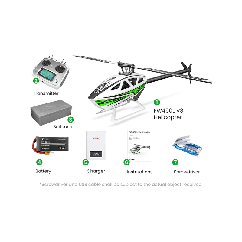 FLY WING - Helicóptero FW450L V3 - RTF Verde