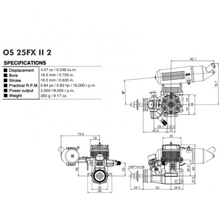 OS MAX 25 FX II 4cc 2-stroke methanol engine