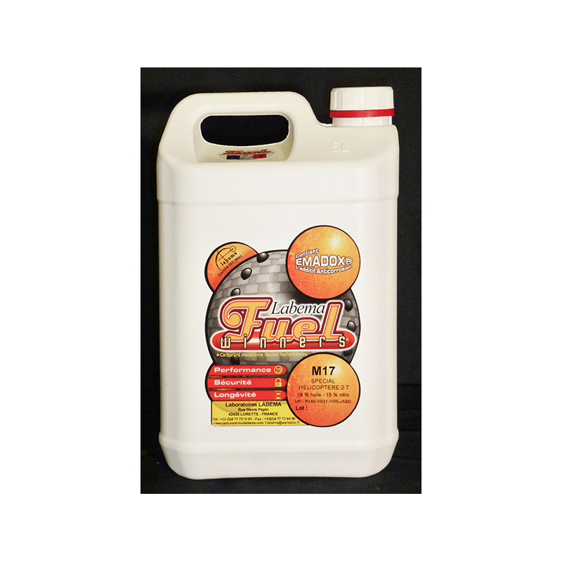 Carburants pour hélicos RC - Carburant hélico M17 5l. Labema 12% nitro / 18% huile - FLASH RC
