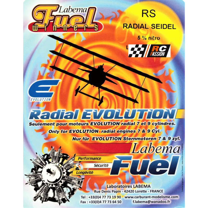 Carburant - Carburant aéro RS 5l. MIXTE 5% nitro /7% huile pour Seidel 4T Labema - FLASH RC