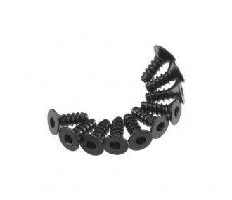 Ricambi per auto RC - AXIAL AXA464 Mascherina esagonale a testa piatta M3x8mm Nero (10) - FLASH RC