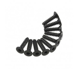 Piezas de repuesto para coches RC - AXIAL AXA466 Macho de Rosca Hexagonal Cabeza Plana M3x12mm Negro (10) - FLASH RC