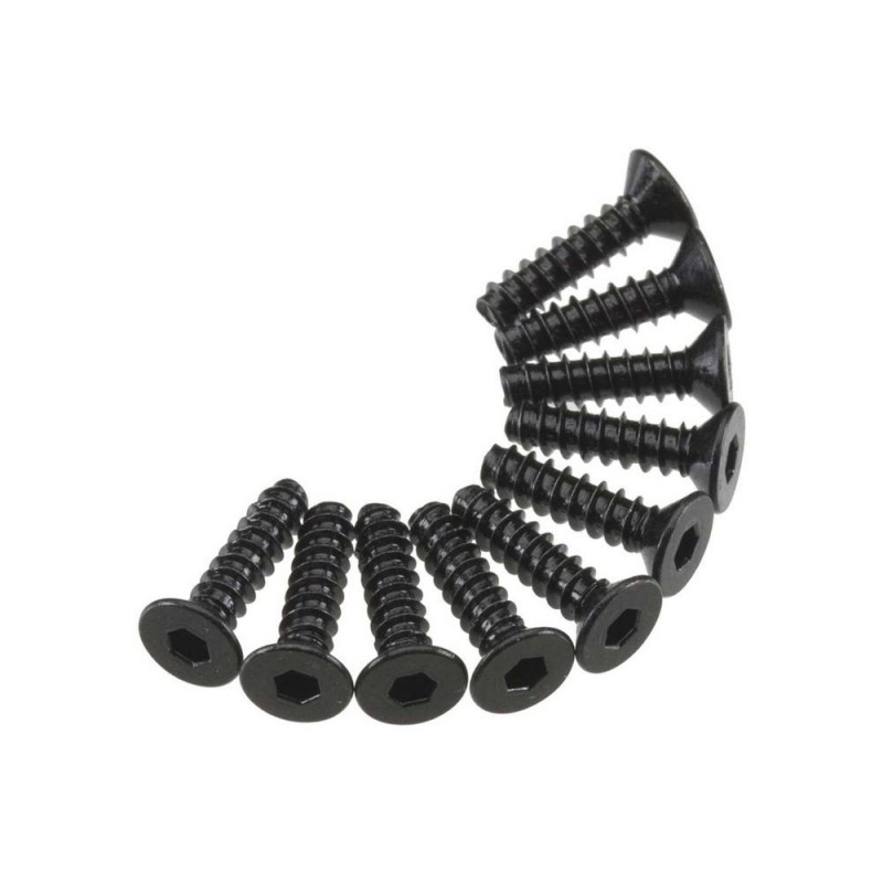 Piezas de repuesto para coches RC - AXIAL AXA466 Macho de Rosca Hexagonal Cabeza Plana M3x12mm Negro (10) - FLASH RC