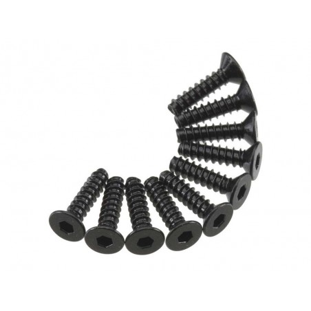 Piezas de repuesto para coches RC - AXIAL AXA466 Macho de Rosca Hexagonal Cabeza Plana M3x12mm Negro (10) - FLASH RC
