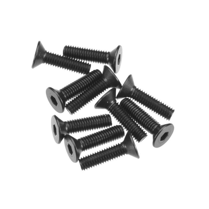 RC Car Parts - AXIAL AXA146 Hex Socket Flat Head M3x12mm Black (10) - FLASH RC