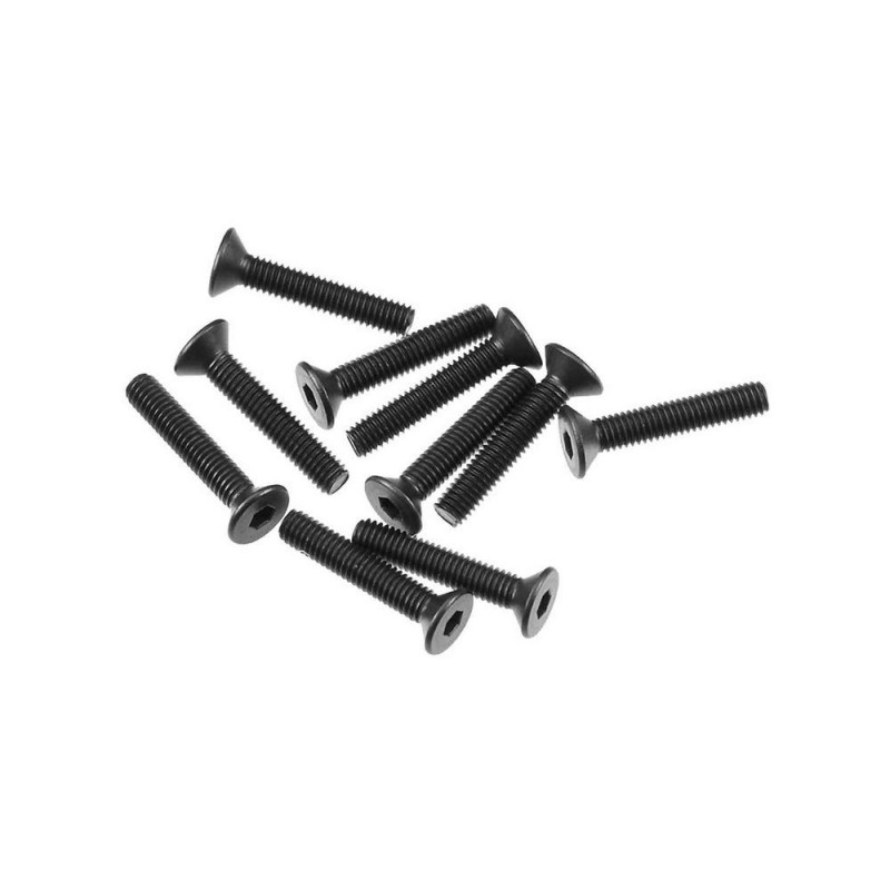 RC Car Parts - AXIAL AXA0147 Hex Socket Flat Head M3x16mm Black (10) - FLASH RC