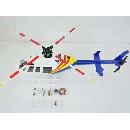 Fuselage Helicoptere 470 size BELL 407 Bleu et Blanc version KIT