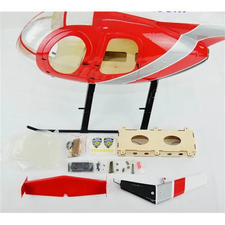 Fuselage Helicoptere Classe 700 - MD500E peinture police rouge