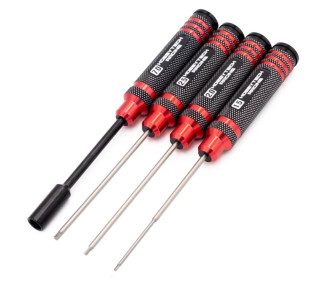 Tools for RC cars - Kit of 4 allen screwdrivers 1.5 / 2 / 2.5 and 7mm socket - Hobbytech - FLASH RC