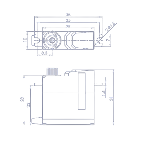 Blue Bird servo BMS-M57H HV 10.6Kg.cm 0.09s 22.0g 10mm - FLASH RC