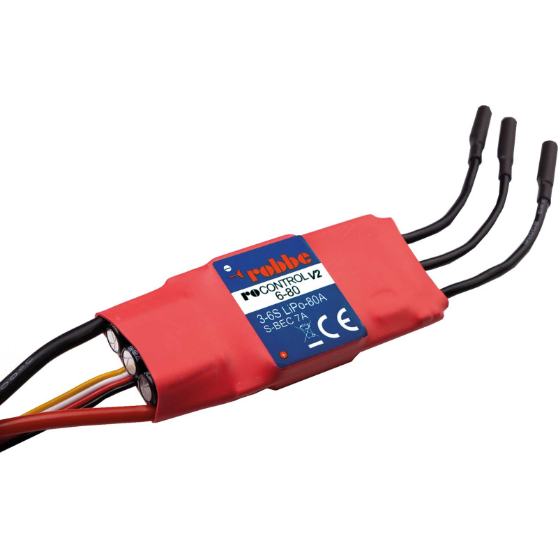 Controlador sin escobillas Robbe RO-Control6 6-80 V2 3-6S-80 (100A) 5V/ 7A Regulador SWITCH BEC
