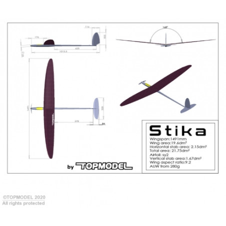 Stika -1- F5K approx.1.49m PNP All Carbon TOPMODEL - Red