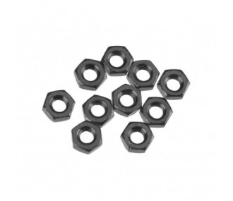 RC car parts - AXIAL AXA1040 Tuerca hexagonal fina M3 Negra (10) - FLASH RC