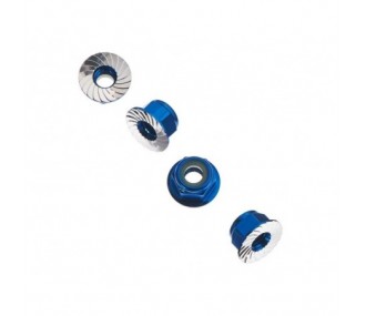 Ricambi per auto RC - AXIAL AXA1046 Dado ruota M4 Dentellato Blu (4) - FLASH RC