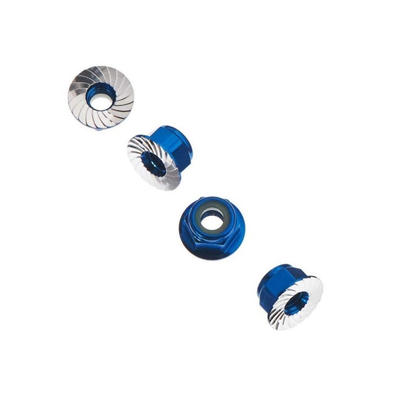 Recambios para coches RC - AXIAL AXA1046 Tuerca de rueda M4 dentada Azul (4) - FLASH RC