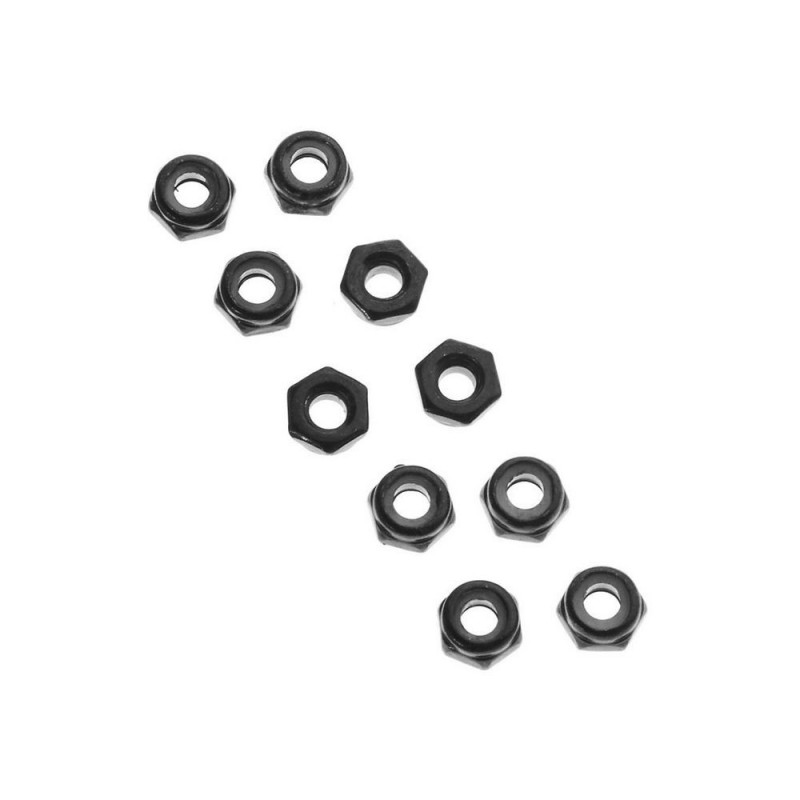 AXIAL AXA1052 Thin Nylon Locking Hex Nut M3 Black (10) - FLASH RC