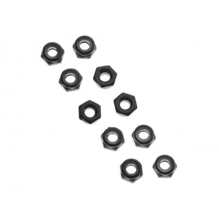 AXIAL AXA1052 Thin Nylon Locking Hex Nut M3 Black (10) - FLASH RC