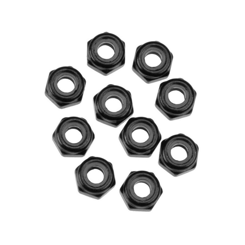Ricambi per auto RC - AXIAL AXA1053 Dado esagonale di bloccaggio in nylon M3 nero (10) - FLASH RC