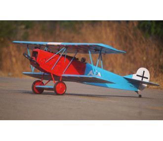 Avion VQ Model Fokker D.VII .120 size EP-GP - Bleu et Rouge - FLASH RC