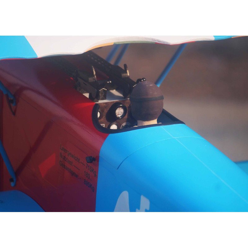 Avion VQ Model Fokker D.VII .120 size EP-GP - Bleu et Rouge - FLASH RC
