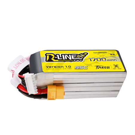 Tattu R-line V1.0 lipo 6S 22.2V 1700mAh 95C xt60 battery - FLASH RC