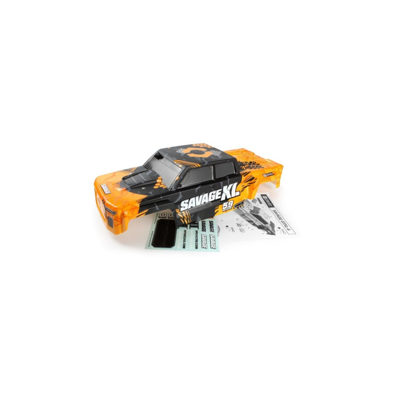 CARROSSERIE GTXL-6 KINGCAB PEINTE (ORANGE/NOIRE) - FLASH RC