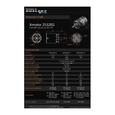 Motor Dualsky XM2532EG-9 (47,8 g, 2700 KV)