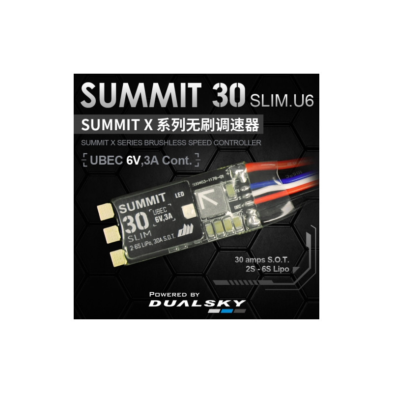 Brushless Controller Summit 30 slim 2-6S Ubec 6V - Dualsky