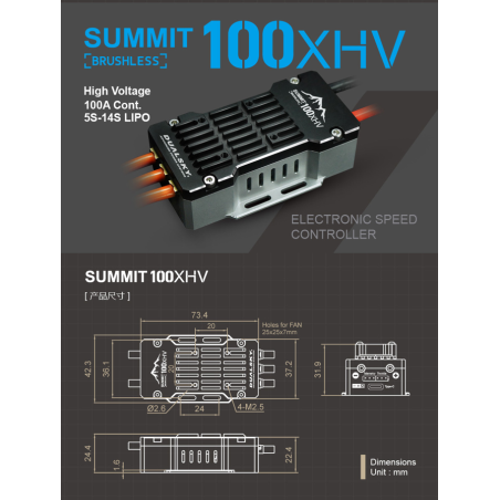 Dualsky Controleur SUMMIT 100XHV. 5-14S Opto