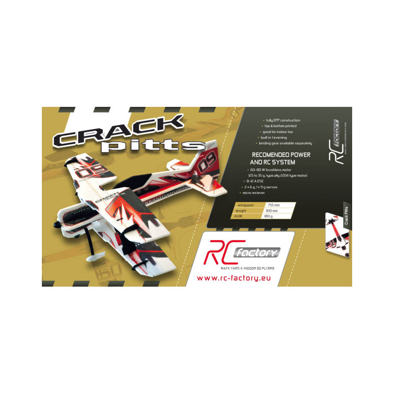 Avión RC Factory Crack Pitts 'Backyard Series' amarillo/negro aprox.0.80m- FLASH RC