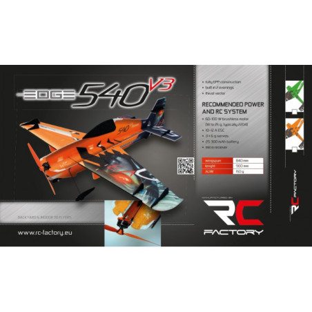 Avión RC Factory Edge 540 V3 'Superlite series' naranja aprox.0.84m- FLASHRC