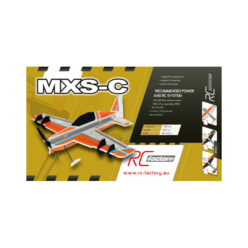 Avión RC Factory MXS-C amarillo 'Backyard Series' aprox.0.80m- FLASHRC